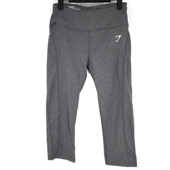 Gymshark Sculpture Dry High Waist Cropped Leggings Pockets Grey Large - Picture 2 of 10